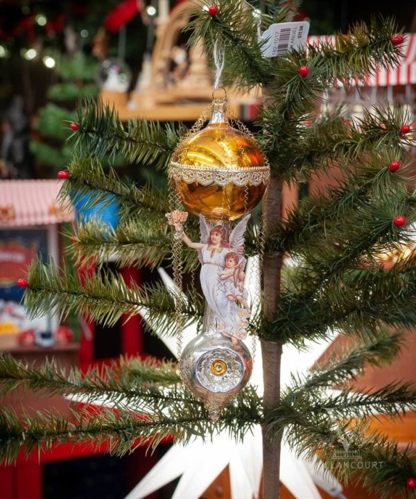 Nostalgic Glass Ornament Golden Angel With Balloon