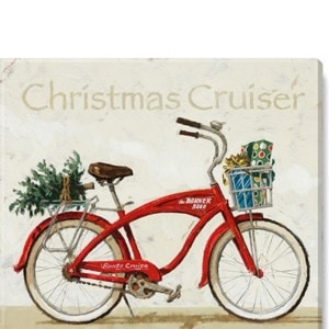 Christmas Cruiser Bike Giclee Wall Art