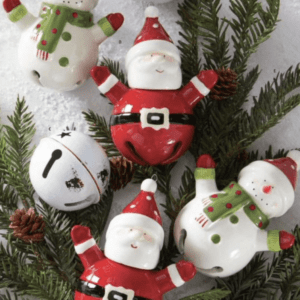 Snowman Or Santa with Arms Up Bell Ornaments (Assorted)