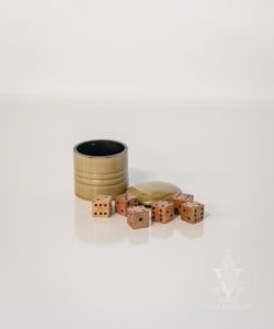 Horn Cup With Six Wooden Dices