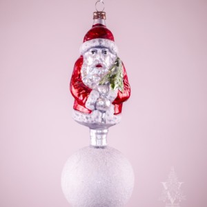 Nostalgic Glass Ornament Santa with Glitter Ball