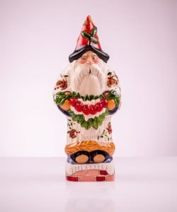 White Brocaded Santa with Red Apple Swag