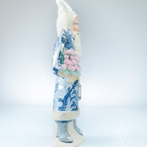 Santa in Silver and Blue Resist Coat with Pineapple Cone