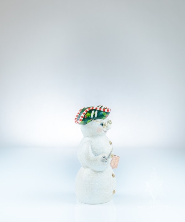 Glittered Colonial Snowman with Glasses