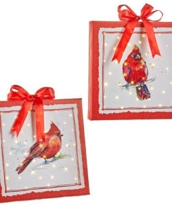 Cardinal LED Lit Print Ornament with Easel Back