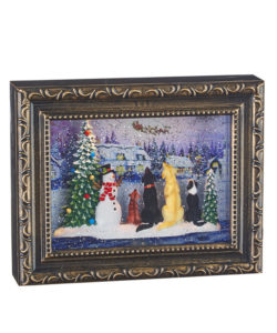 Dogs Watching Santa Lighted Water Picture Frame