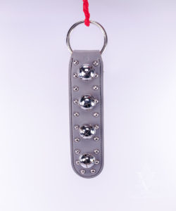 Hanging Chrome 4-Bell Leather Strap with Studs