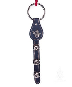 Belsnickel Bells' 3-Bell Navy Leather Strap with Snowman Charm
