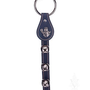 Belsnickel Bells' 3-Bell Navy Leather Strap with Snowman Charm