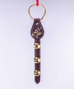 Hanging 3-Bell Leather Strap with Pine Cone Charm