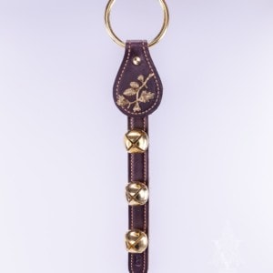 Hanging 3-Bell Leather Strap with Pine Cone Charm