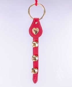 Hanging 3-Bell Leather Strap with Heart Charm