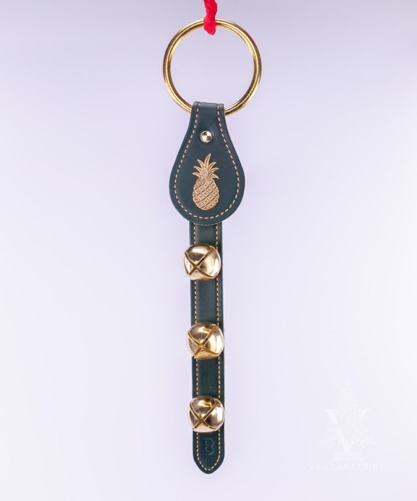 Hanging 3-Bell Leather Strap with Pineapple Charm