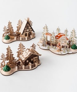 Alpine Votive Scene With Candle