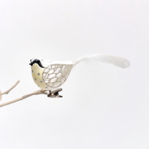 White Glass Bird Clip-on Orn