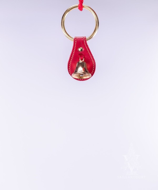Single Brass Bell on Small Red Leather Strap