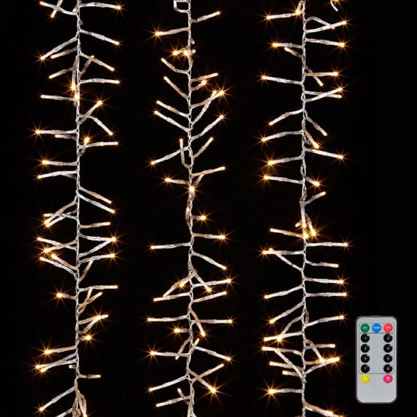 10' LED Warm White Cluster Light Garland with Remote
