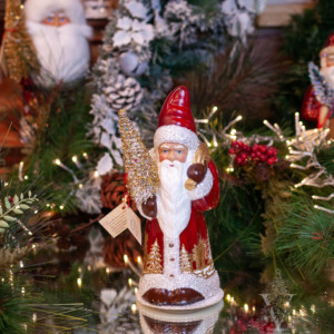 Ino Schaller Santa In Red With Gold Winter Scene