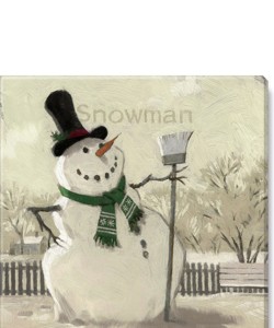 Snowman with Broom Giclee Wall Art