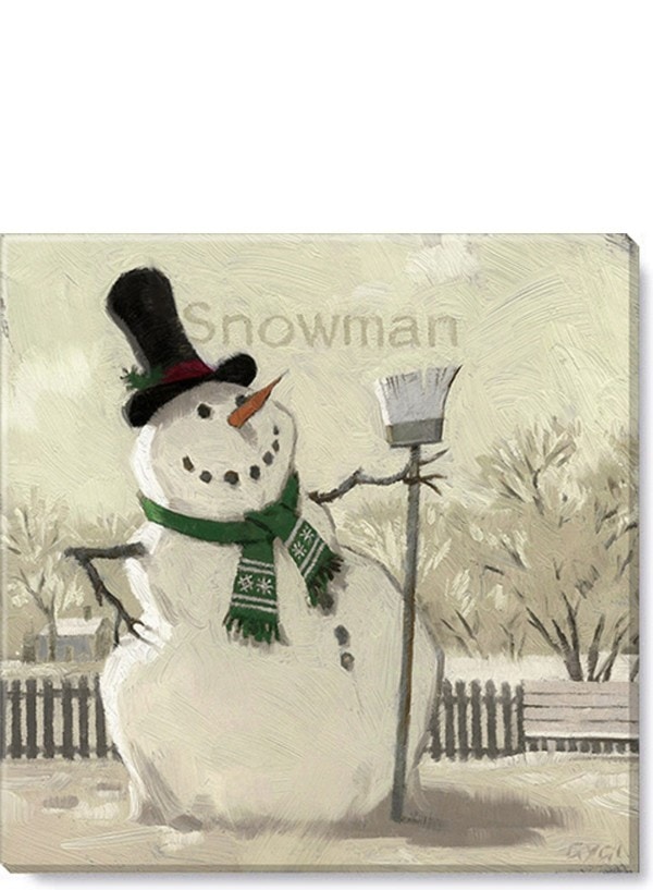 Snowman with Broom Giclee Wall Art