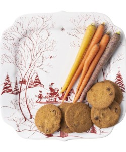 Country Estate Winter Frolic Ruby Santa's Cookie Tray Naughty and Nice List