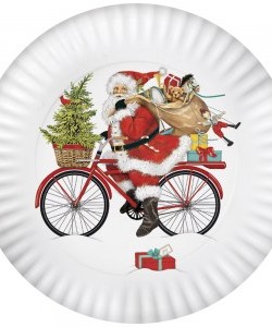 Santa Red Bike Melamine Platter