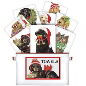 Doxie with Birds Holiday Towel (Assorted)
