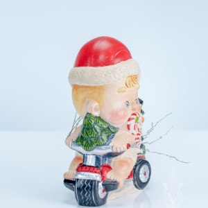Santa Baby on Trike with Snowman