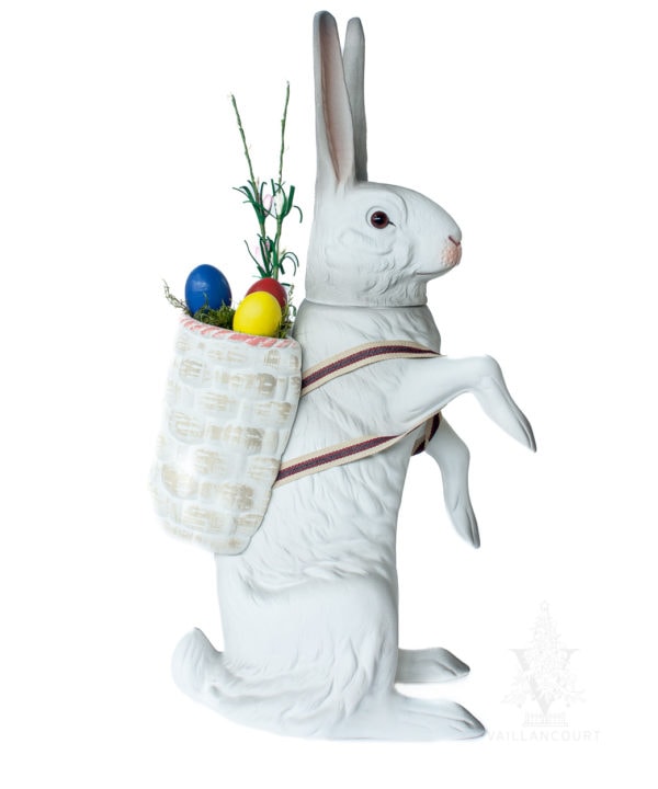 MAROLIN Small White Hare Candy Box with Basket of Eggs