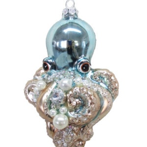 Jeweled Pastel Blue Octopus Ornament by December Diamonds