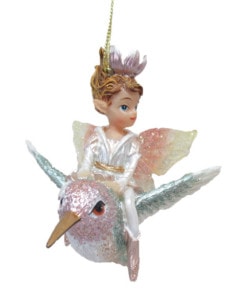 Fairy on Hummingbird Ornament by December Diamonds