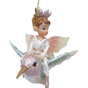 Fairy on Hummingbird Ornament by December Diamonds