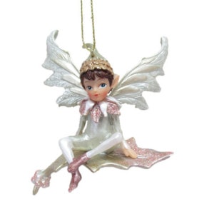Fairy on Leaf Ornament by December Diamonds