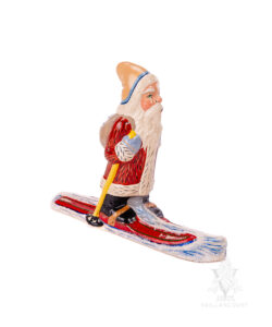 Blue Trimmed Skiing Santa in Fur