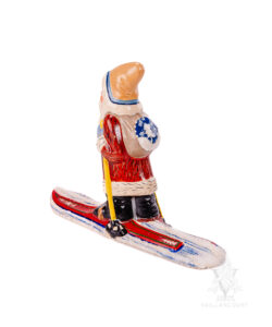 Blue Trimmed Skiing Santa in Fur