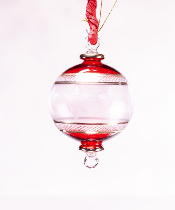 Egyptian Glass Ornament with Etched Snowflake