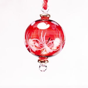 Red Etched Egyptian Glass Ornament