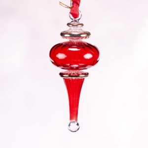 Small Swirl Egyptian Glass Ornament in Red