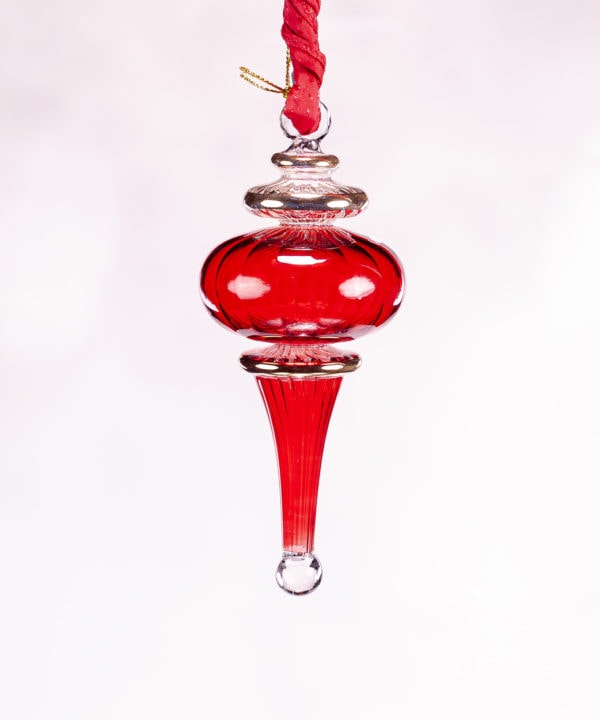 Small Swirl Egyptian Glass Ornament in Red