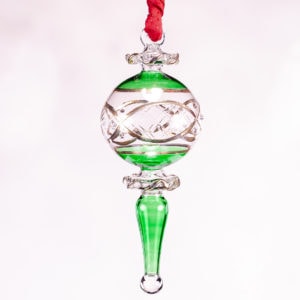 Small Egyptian Glass Ornament in Green and Gold