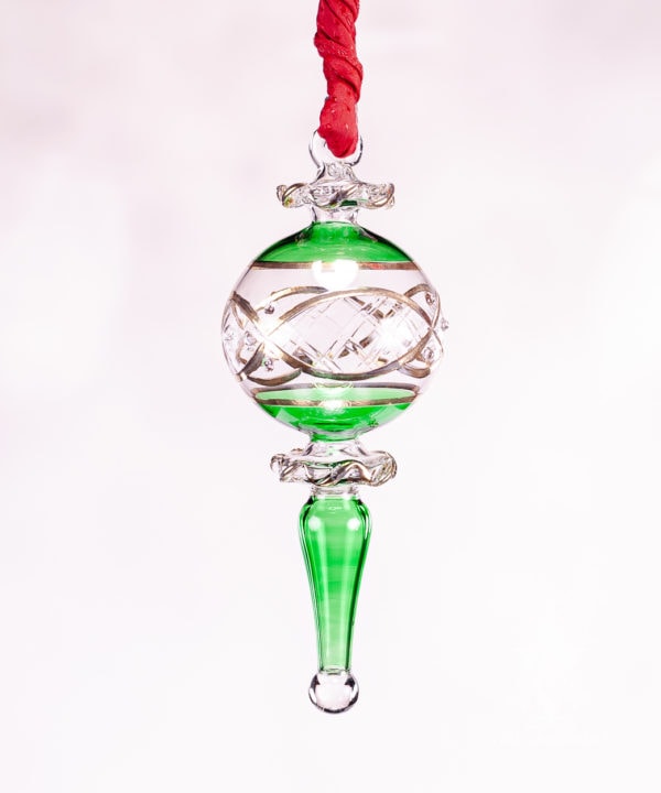 Small Egyptian Glass Ornament in Green and Gold