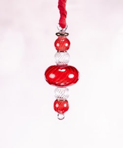 Ornate Red and Clear Egyptian Glass Ornament