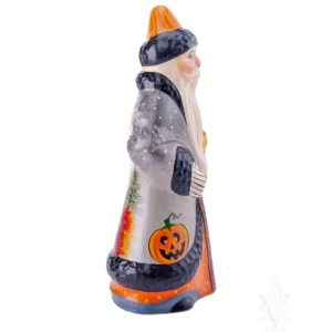 Halloween Santa With Clown and Cats Riding Broom