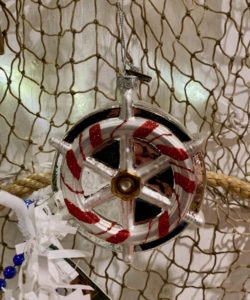 Peppermint Ship Wheel Ornament