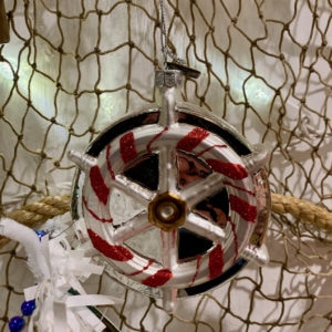 Peppermint Ship Wheel Ornament