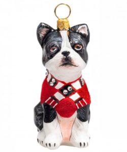 Boston Terrier with Red Coat Ornament