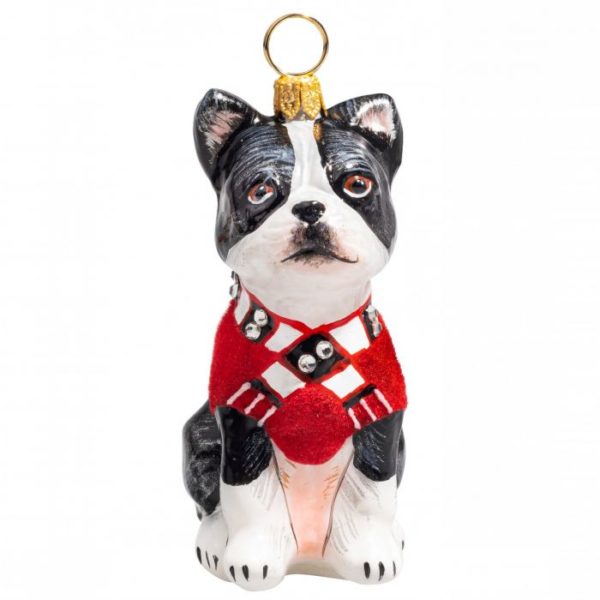 Boston Terrier with Red Coat Ornament