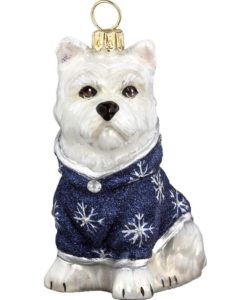 Westie with Snowflake Coat Ornament