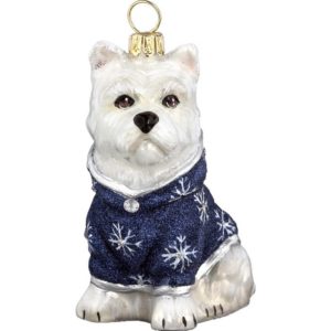 Westie with Snowflake Coat Ornament