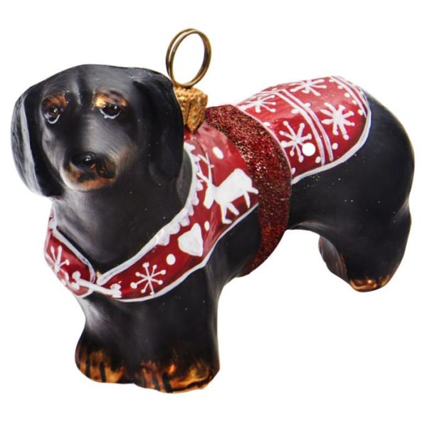Black Dachshund & Sweater Ornament